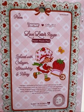 Celavi Love Letter Rouge Strawberry Sheet Mask Pack - Pink
